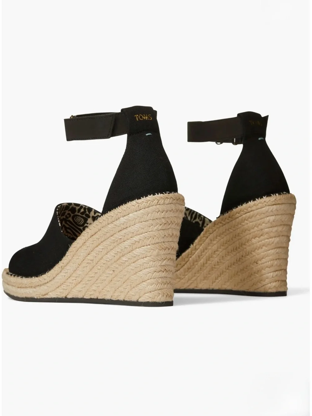 Toms Marisol Espadrille Wedge Oxford Black Comfort Sandals Size: 8